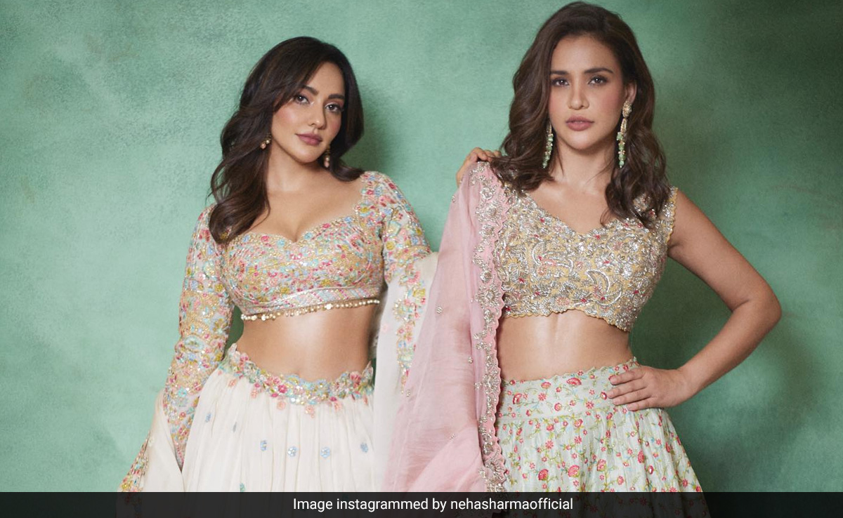 In Delightful Floral <i>Lehengas</i>, Neha And Aisha Sharma Would Definitely Be The Best Dressed Wedding Guests