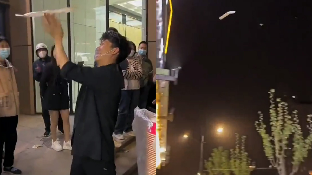 Flying Pizza Dough! Viral Video Showcasing Street Food Vendor's Skill Is Unbelievable