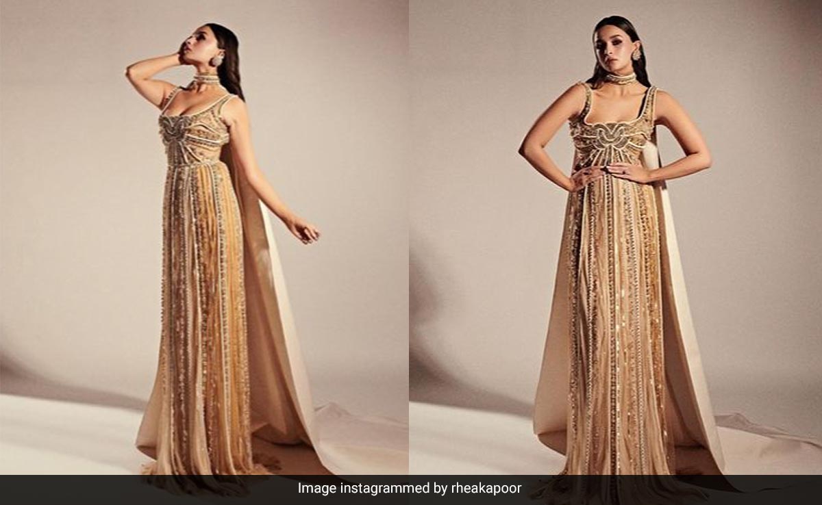 Alia Bhatt Is Nothing Less Than A Goddess In Gold Wearing An Embellished Body-Hugging Gown