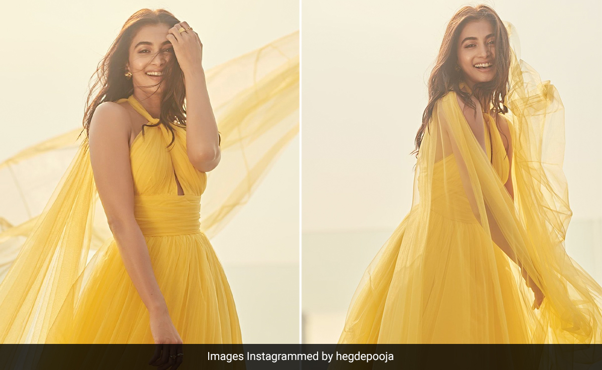 Pooja Hegde Says "Cover Me In Sunshine" And Does Just That In A Sheer Yellow Tulle Dress