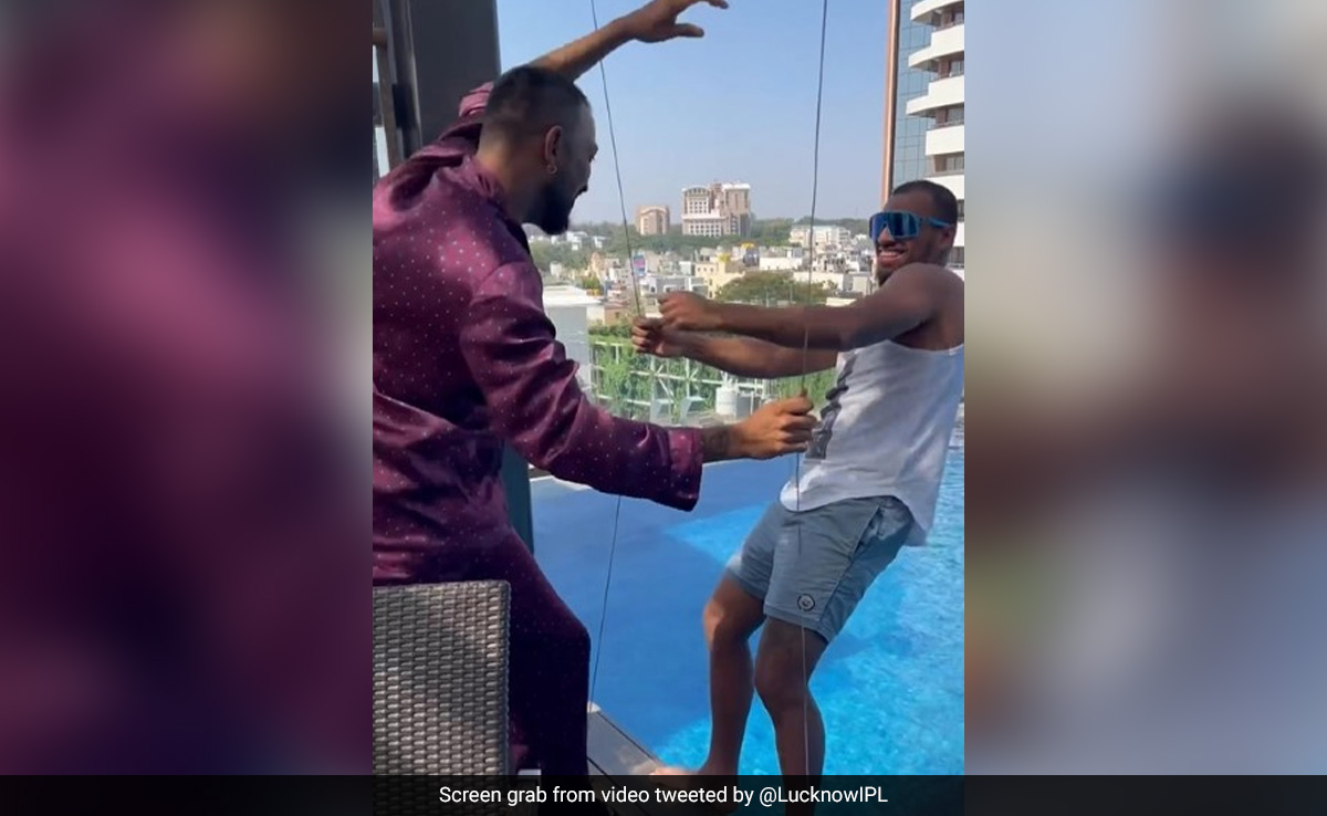 Watch: LSG Star Nicholas Pooran's 'Great Shot' After Krunal Pandya Pushes Him Into Pool