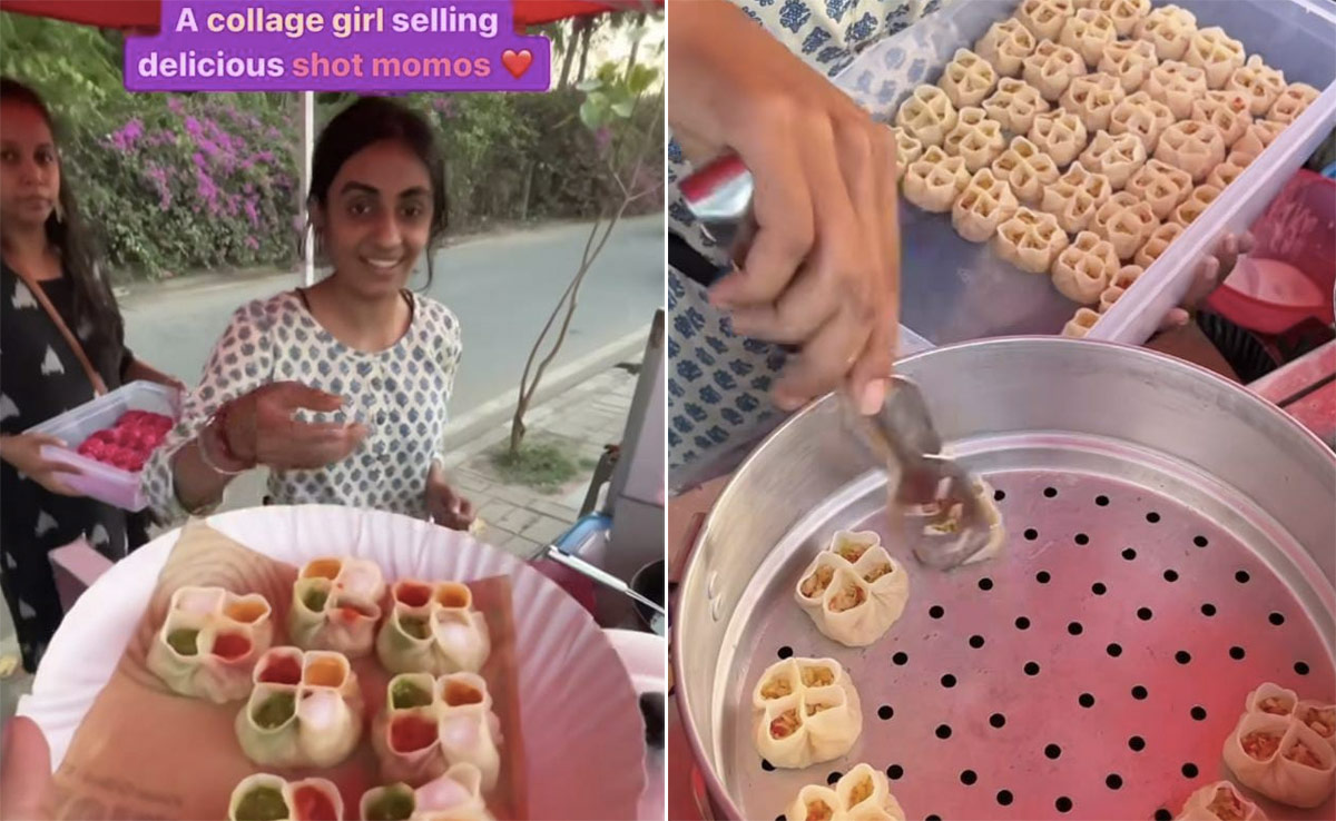 Watch Video: Shot Momos? A Young College Girl Sells Momos In A Unique Style