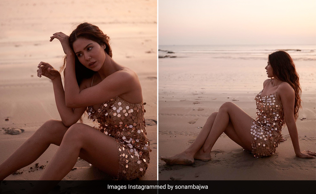 Sonam Bajwa's Golden Hour At Sunset Includes A Sequin Mini Dress On The Beach