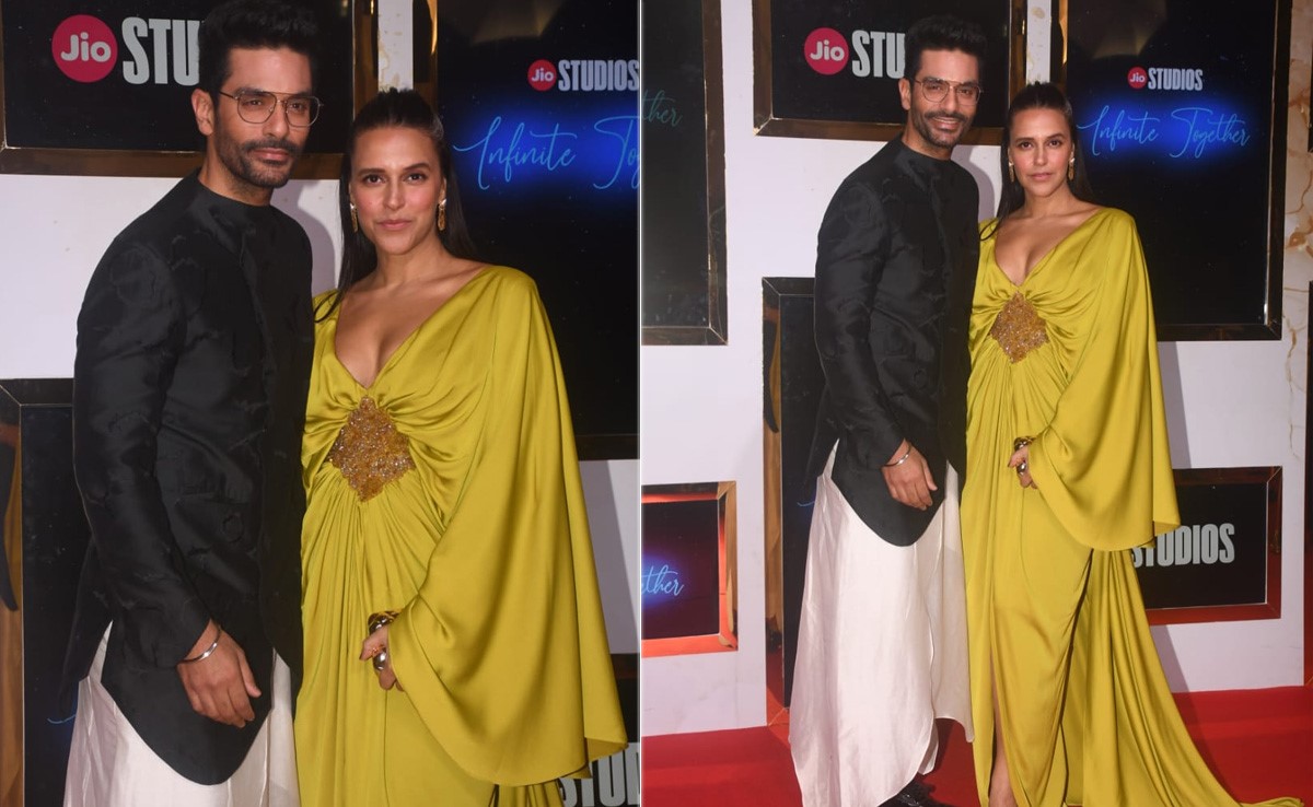 Neha Dhupia's Flowing Mustard Kaftan Gown Is Redefining Summer Red Carpet Fashion