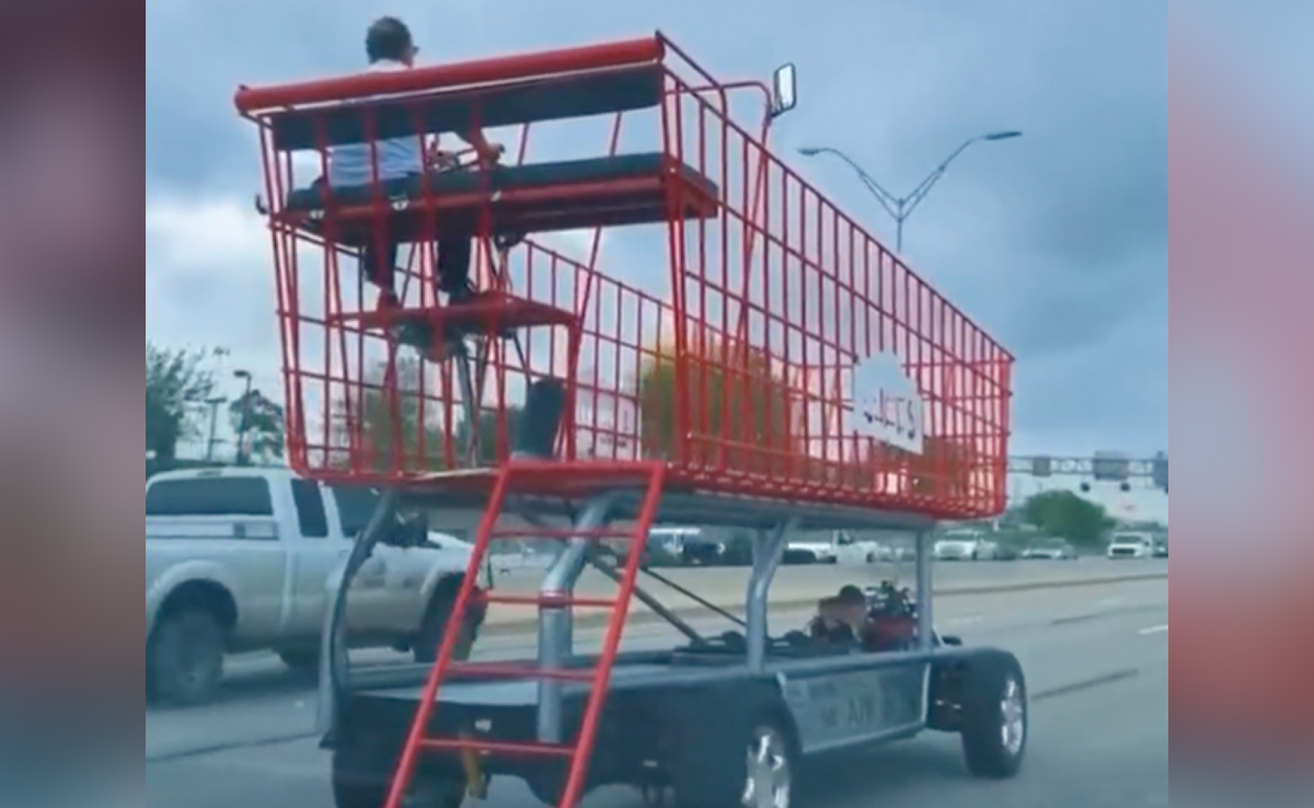 VIDEO:सड़क पर बेधड़क चलती दिखी शॉपिंग ट्रॉली! एक या दो नहीं बल्कि पूरे परिवार के बैठने की है जगह