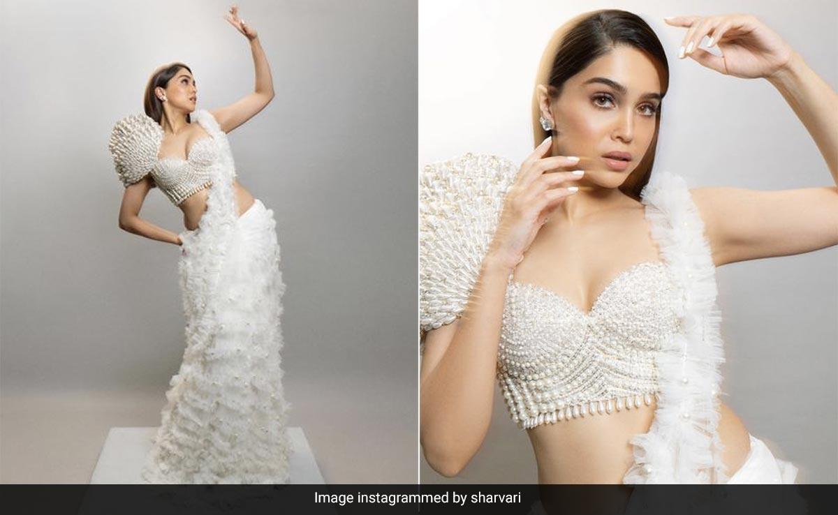 Sharvari Wagh's Frothy Tulle Saree Came With The Most Exaggerated Pearl Embellished Blouse