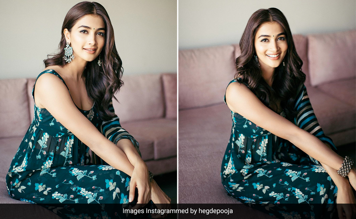 In Time For Sunny Days, Pooja Hegde In A Sleeveless Dark Floral Salwar Suit Radiates "Happy Vibes Only"
