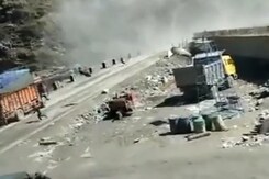 Video: Rocks Roll Down Hill Outside Kashmir Tunnel, People Run To Safety Video: Rocks Roll Down Hill Outside Kashmir Tunnel, People Run To Safety