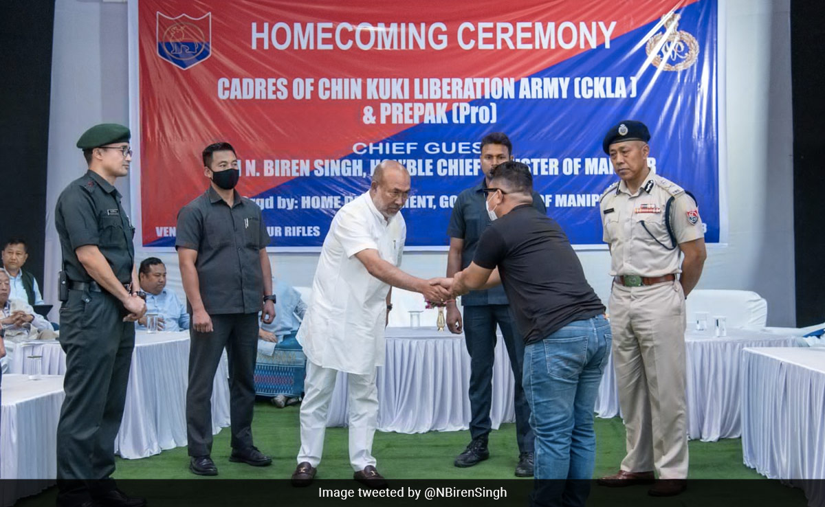 37 Insurgents Surrender Before Manipur Chief Minister Biren Singh