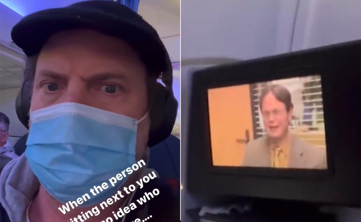 Dwight Schrute From The Office Records Co-Passenger Watching His Show On Flight