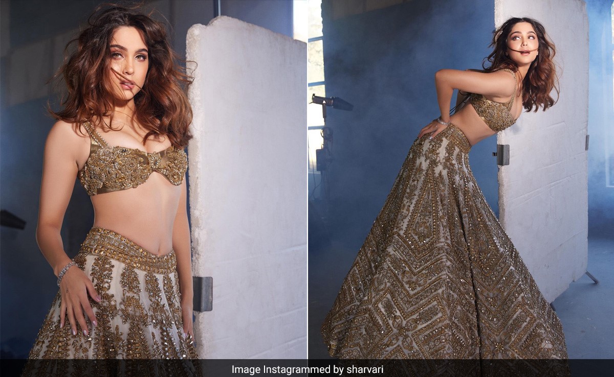 Sharvari Wagh Adds Her Fresh Spunk To A Gorgeous Ivory And Gold Embellished <i>Lehenga</i>