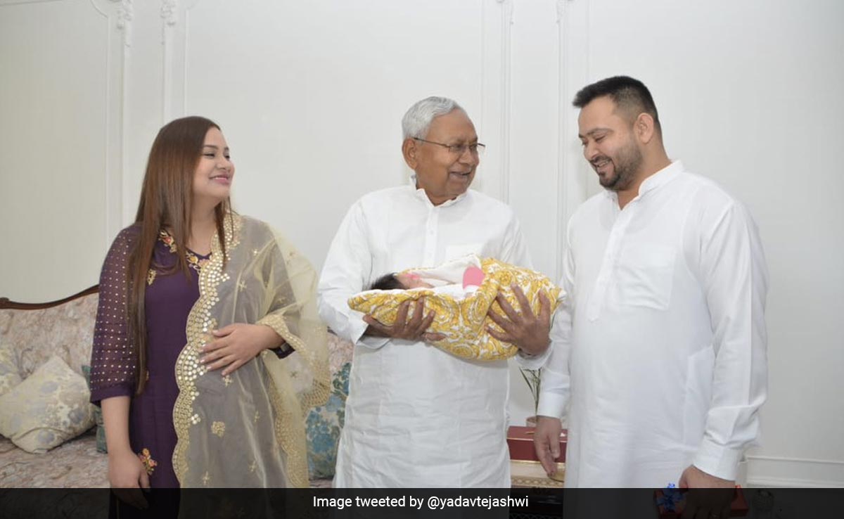 Pics: Nitish Kumar Visits Deputy Tejashwi Yadav's Newborn Daughter