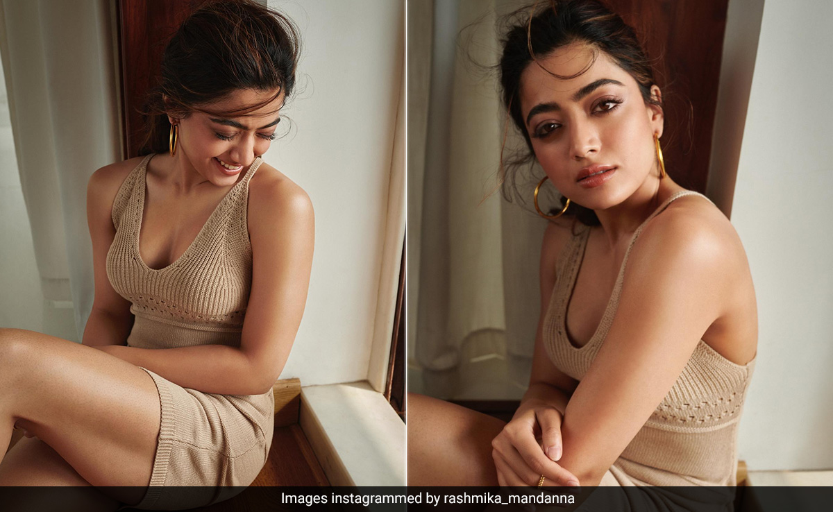 Summer Days Look Comfy Chic In Rashmika Mandanna's World In A Beige Knitted Co-Ord Set