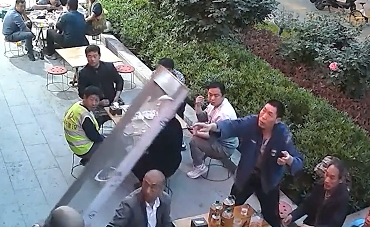 Watch: Narrow Escape For Customers As Heavy Glass Door Falls At Chinese Restaurant