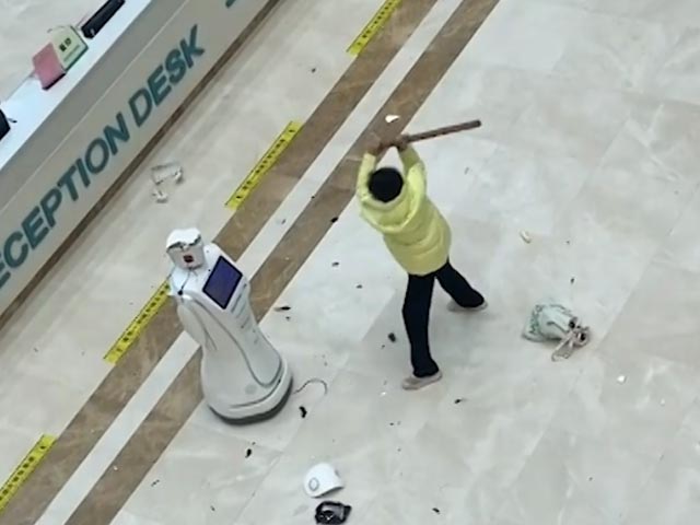 Woman Attacks Robot Receptionist At China Hospital In Huge Meltdown