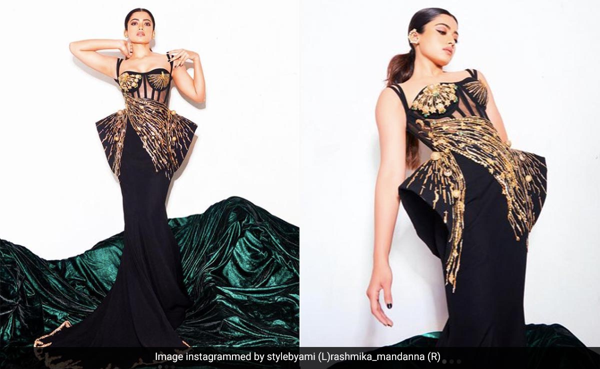 Rashmika Mandanna's Structured Black And Gold Corset Gown Was Nothing Less Than A Work Of Art