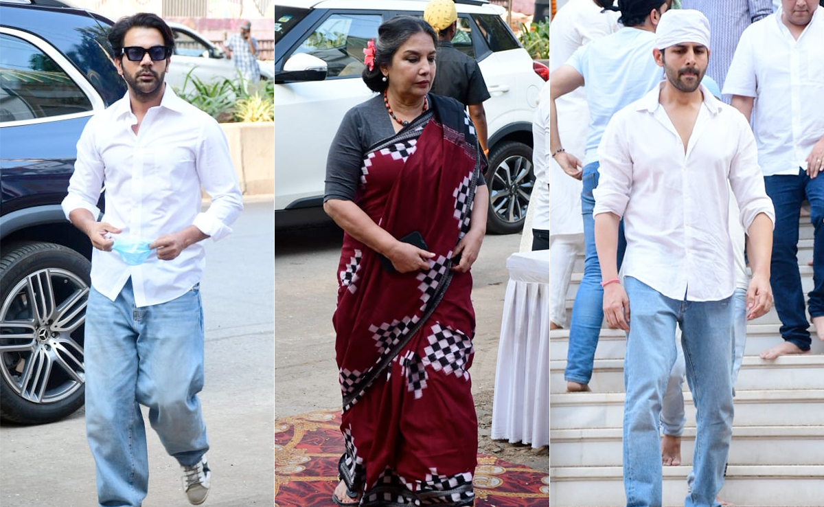 Kartik Aaryan, Shabana Azmi, Rajkummar Rao And Others At Prayer Meet For Mukesh Chhabra's Mother