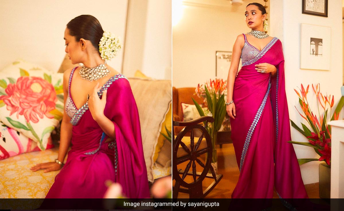 Worn For Baba Siddique's "Iftaar Night", We'd Pick Sayani Gupta's Wine Toned <i>Saree</i> Over A Glass Of Merlot Any Day