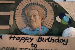 Sand Artist's Tribute To Sachin Tendulkar On His 50th Birthday Sand Artist's Tribute To Sachin Tendulkar On His 50th Birthday