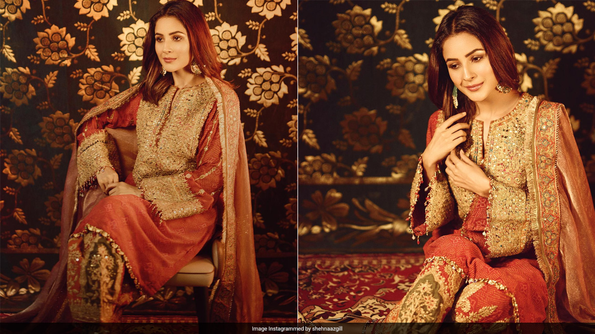 Shehnaaz Gill's Rust Red <i>Salwar</i> Suit Makes The Weekend Like One Big Festive Party
