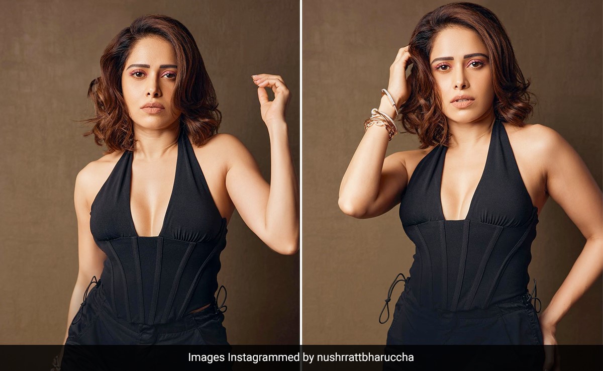 Nushrratt Bharuccha's Black Corset And Cargos Make All-Black Dresses Look So Basic