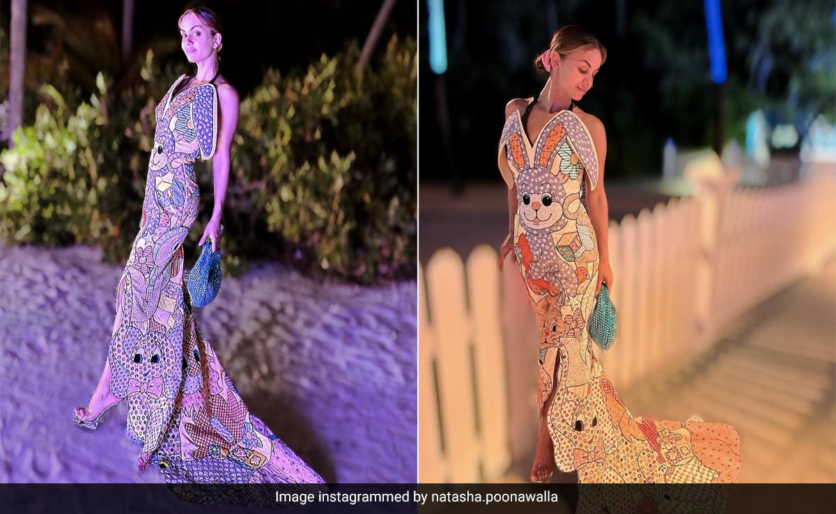 Natasha Poonawalla Was An 'Egg-Stravagantly' Dressed Easter Bunny In A Colourful Jeremy Scott Gown