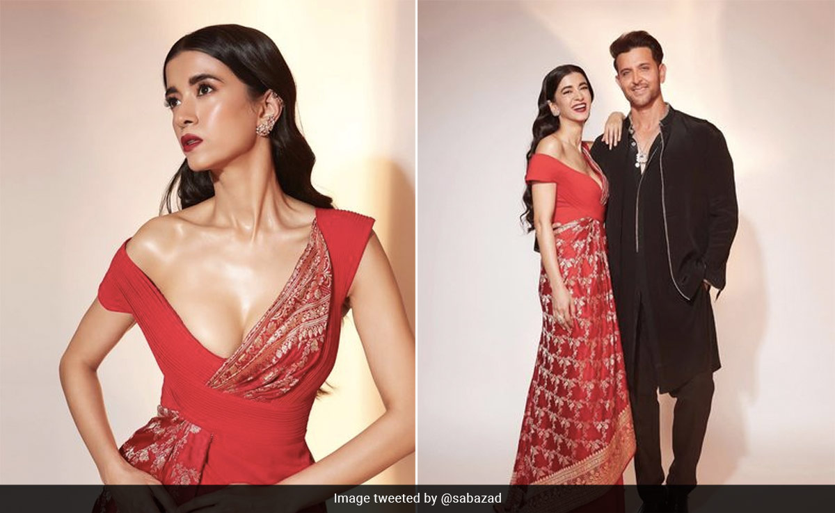 Saba Azad Looked Divine In A Custom Red Amit Aggarwal Ensemble For "Ro And Sa's Night Out"