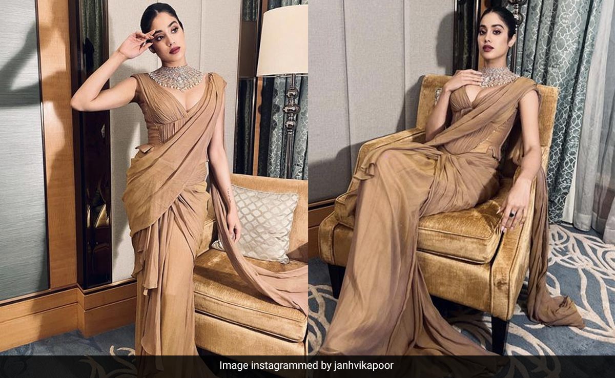 Janhvi Kapoor Reimagines Modern Wedding Guest Style In A Beige Corset <i>Saree</i>
