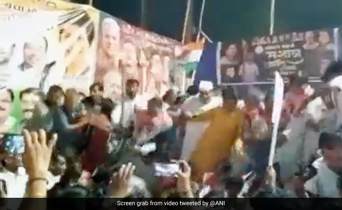 Watch: Overcrowded Stage Collapses In Chhattisgarh, 2 Congress Leaders Injured