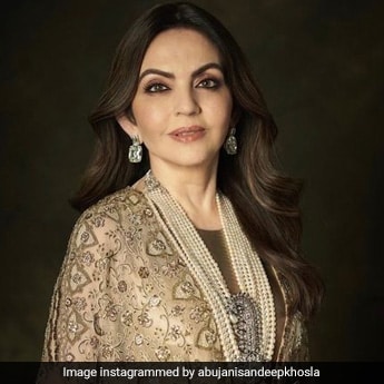 nita ambani gold dress Nita Ambani In Our Custom Dil Rangrez Lehenga Set 5XL / Multicolour main image 0