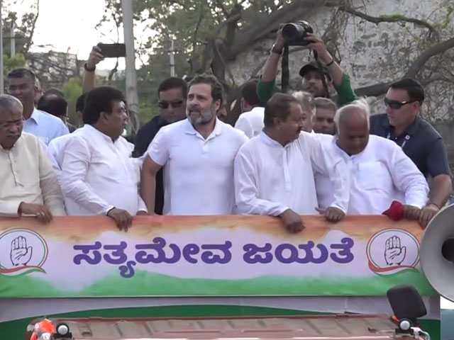 Rahul Gandhi Holds Massive Road Show In Election-Bound Karnataka