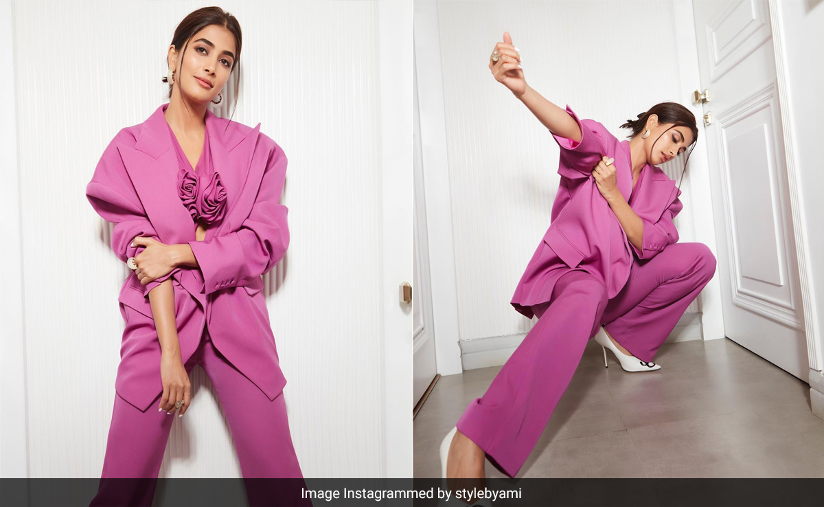 If Barbie Worked In An Office, She'd Dress Like Pooja Hegde In An Oversized Fuchsia Pantsuit
