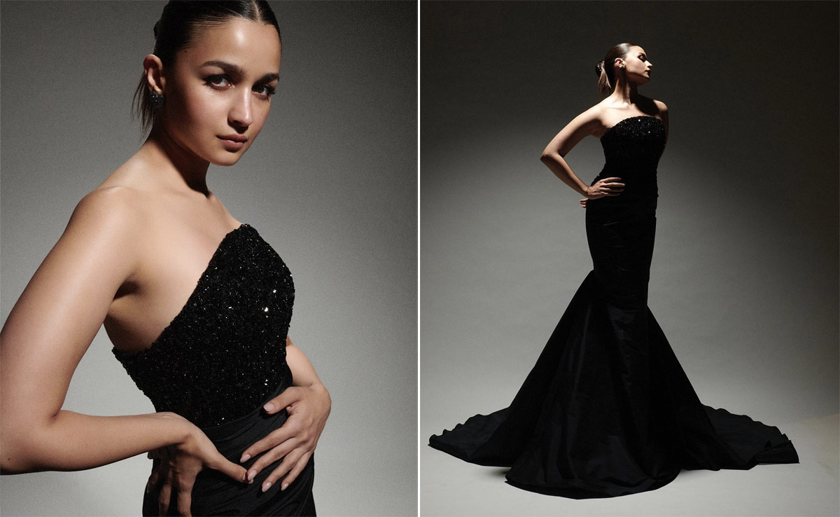 Alia Bhatt's Sparkling Strapless Black Mermaid Gown Is Serving Movie Star Style By The Heaps