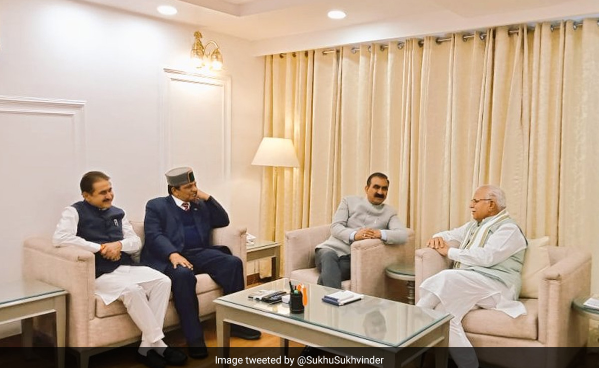 सुक्खू ने चंडीगढ़ में खट्टर से की मुलाकात,&nbsp;आदि बद्री बांध परियोजना, जल उपकर पर की&nbsp;चर्चा