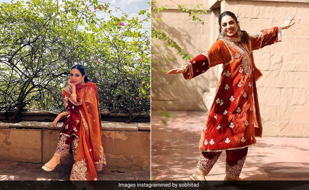 Sobhita Dulipala's Festive Style Hits The Mark In A Beautiful Rust Velvet <i>Salwar</i> Set