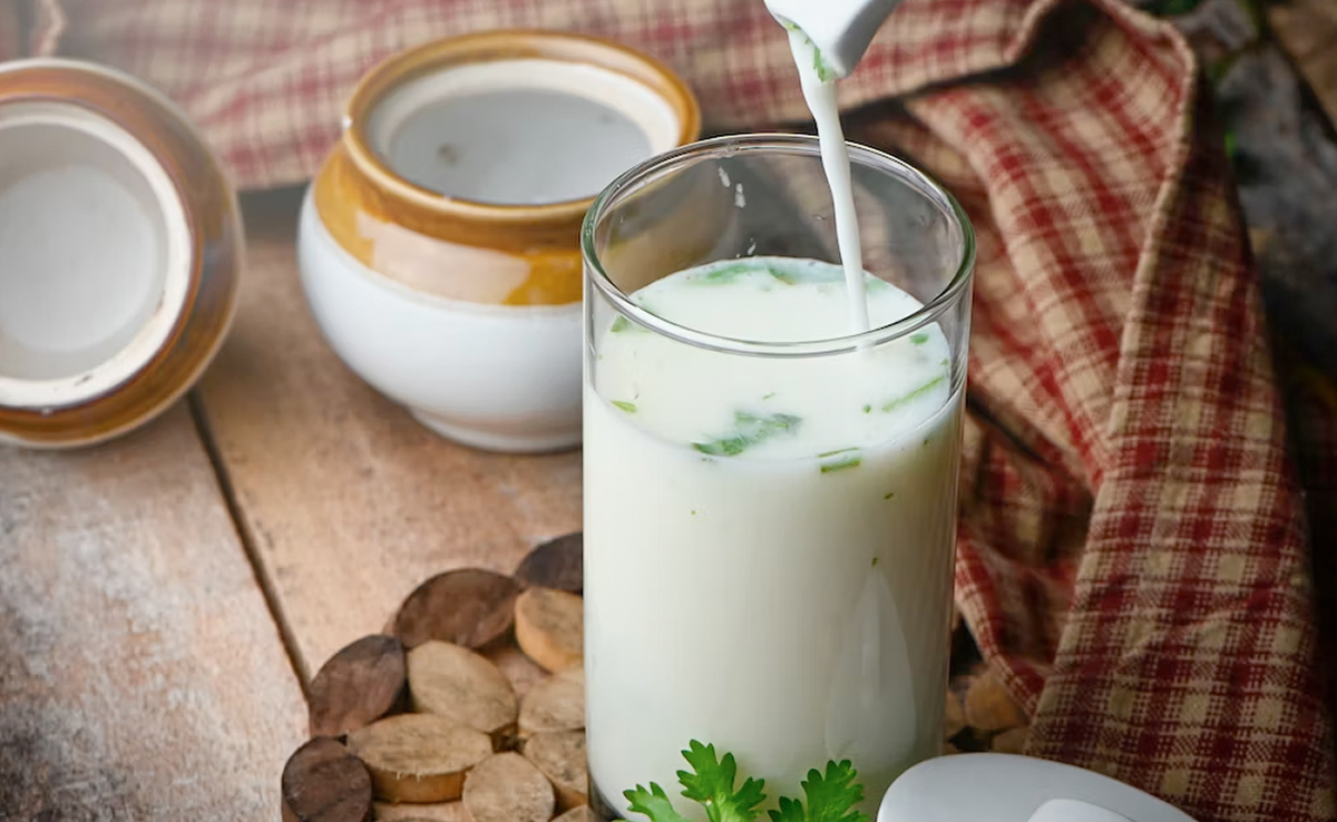 Buttermilk also known as chaas is a traditional Indian yogurt-based drink that aids digestion