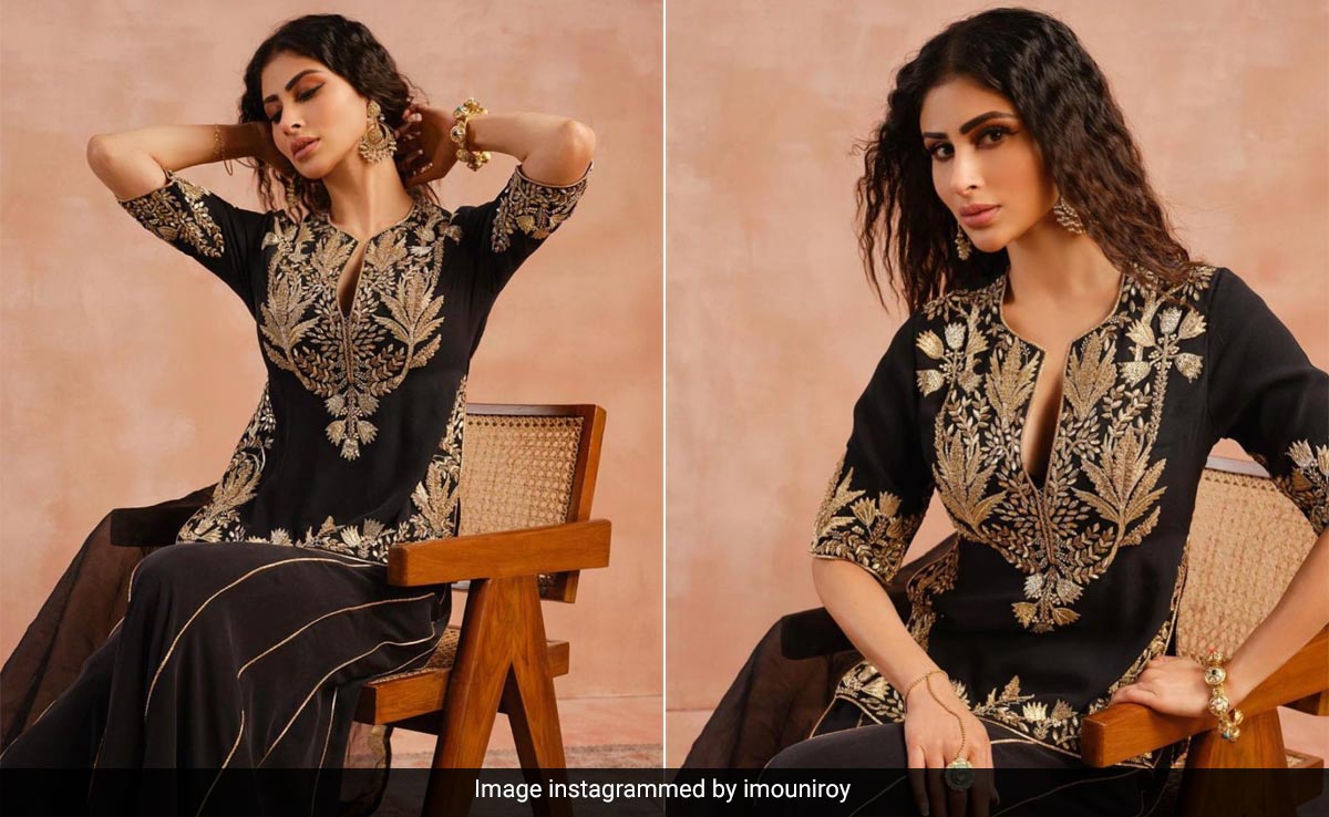 After French Glamour At The Cannes Red Carpet, Mouni Roy Weaves Ethnic Magic In A Black <i>Sharara</i> Set