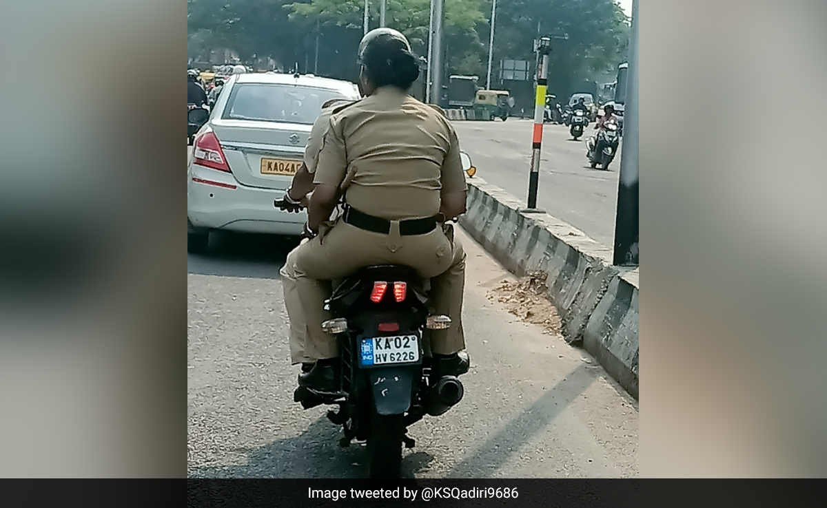 Bengaluru Cop Caught Riding Pillion Without Helmet, Traffic Police Responds
