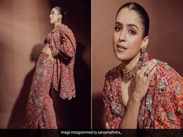 Sanya Malhotra's Red Anamika Khanna Pantsuit Looks Like It Was Made For A Bridal Boss Babe Sanya Malhotra's Red Anamika Khanna Pantsuit Looks Like It Was Made For A Bridal Boss Babe