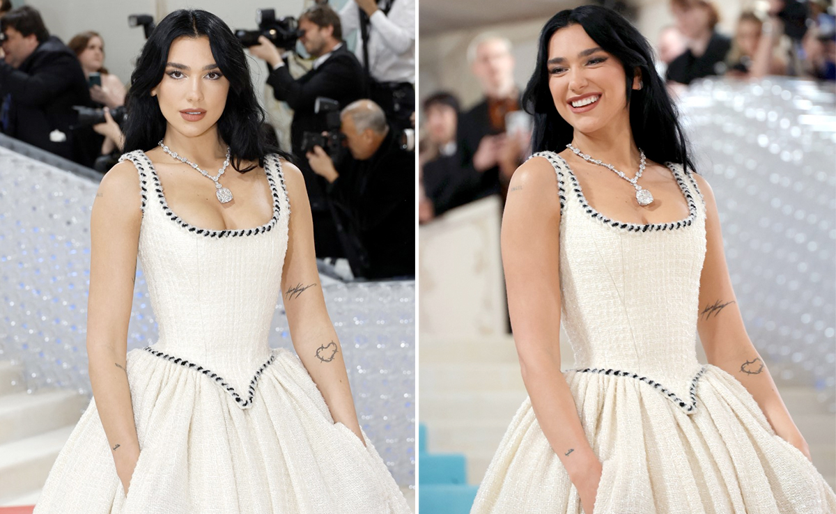 Your Eyes Are On Dua Lipa's White Bridal Gown, Ours Are On Her Rare 100 Carat Diamond Tiffany & Co Necklace