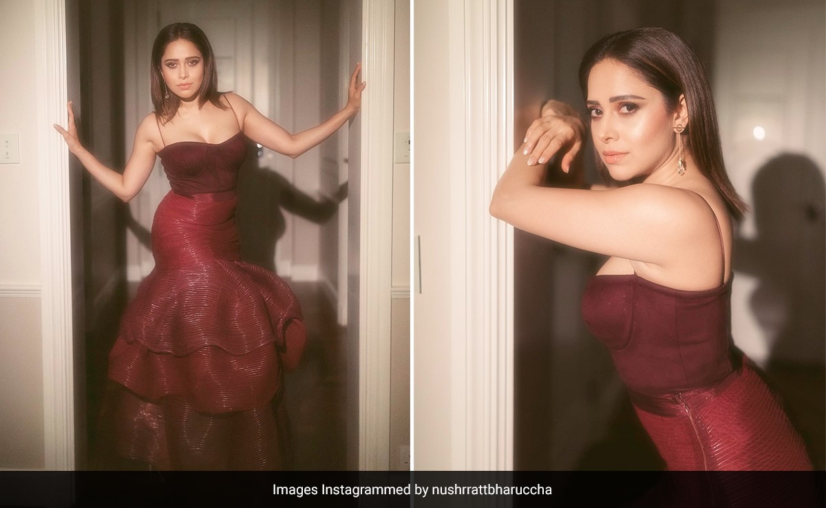 Another Day, Another Maroon Gown From Nushrratt Bharuccha's Closet Comes To Play