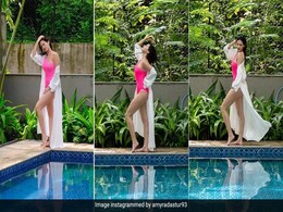 When Amyra Dastur Brightened Her Goan Vacation With A Pretty Pink Swimsuit By The Poolside When Amyra Dastur Brightened Her Goan Vacation With A Pretty Pink Swimsuit By The Poolside