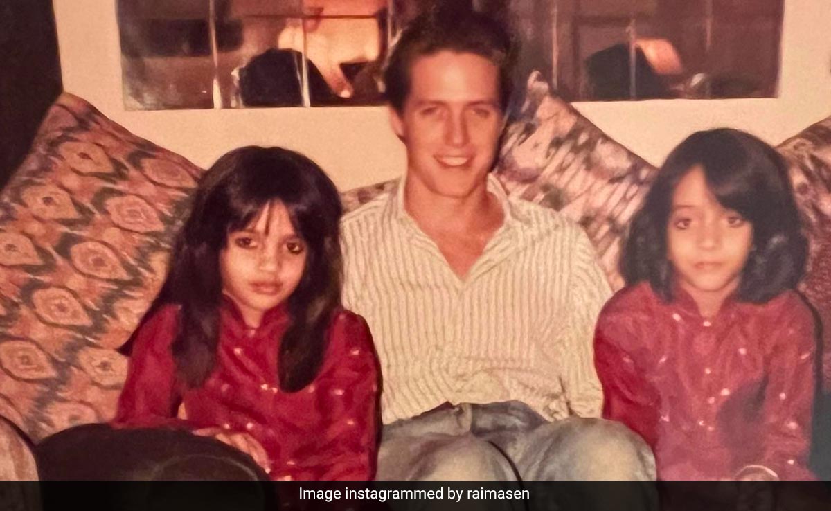 A Very Young Hugh Grant With Even Younger Raima And Riya Sen - That's What We Call A Throwback