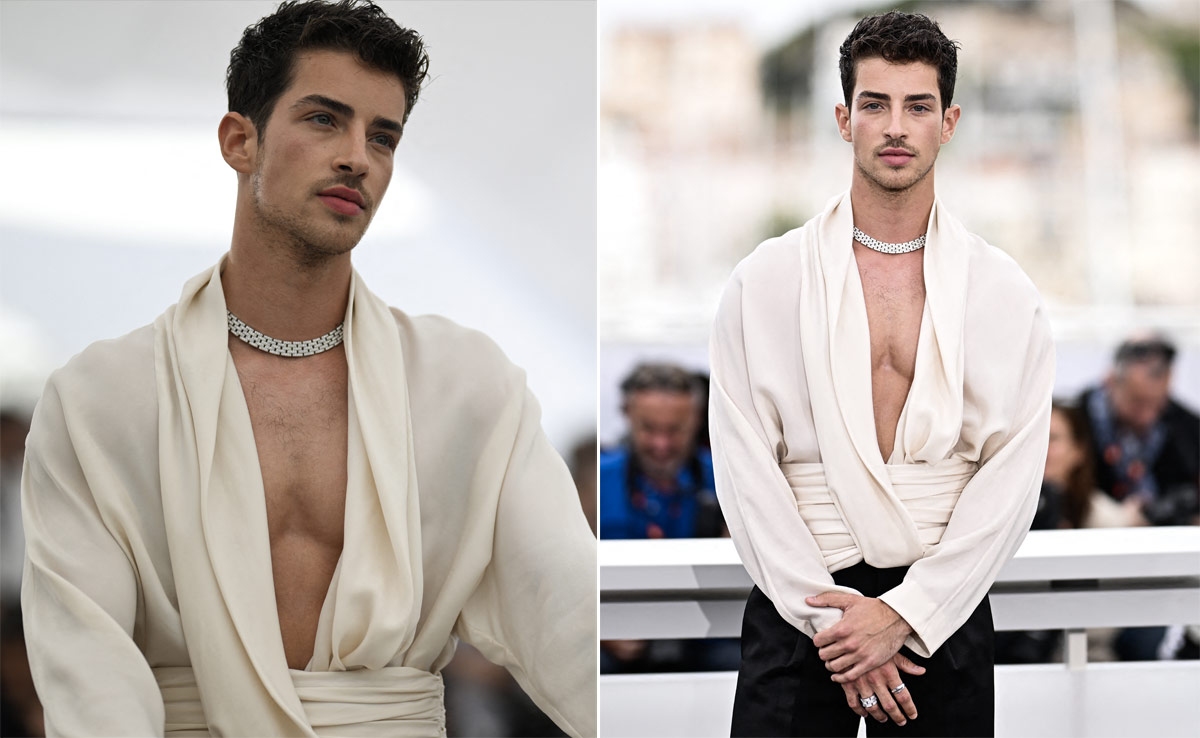 Cannes 2023: Manu Rios In A Chest-Baring Saint Laurent Satin Blouse Looks <i>Tres</i> Chic