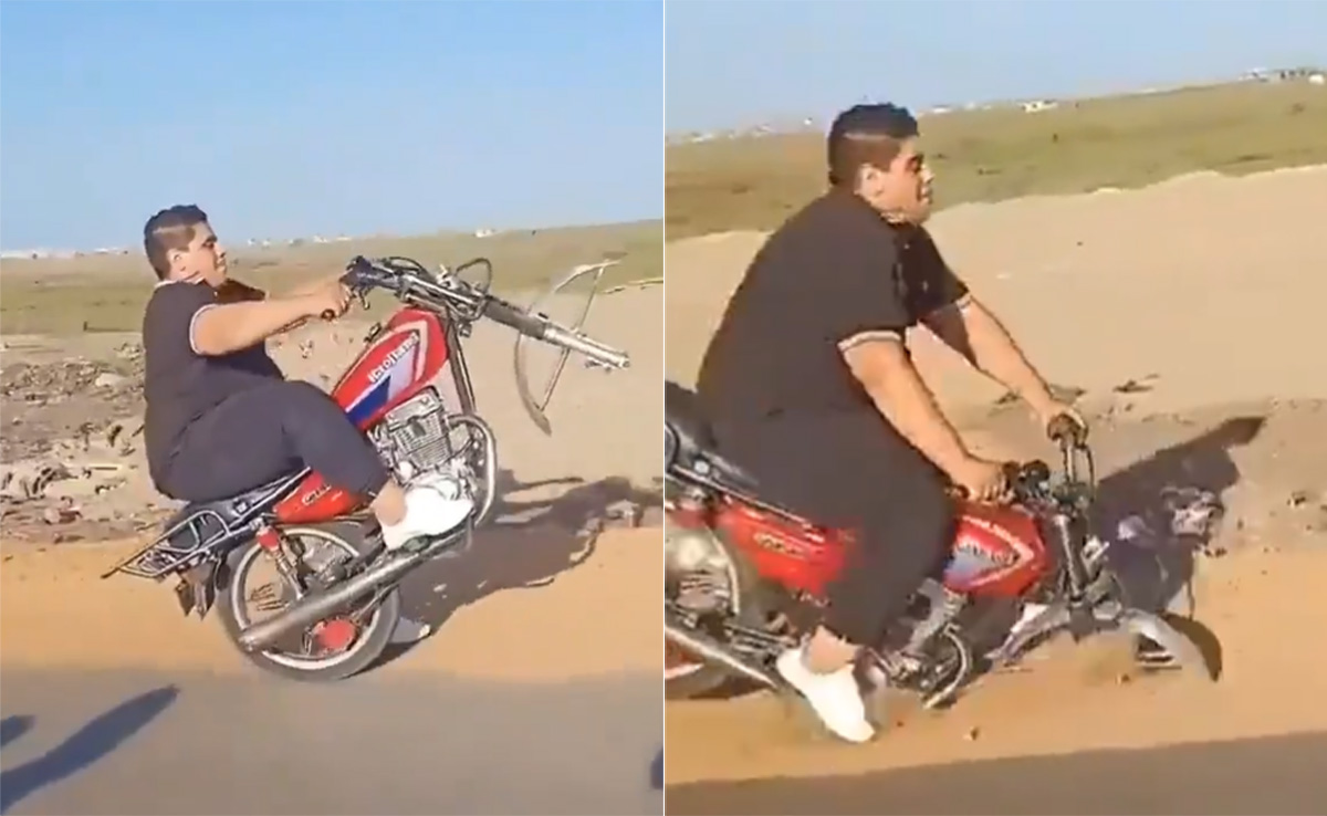 एक पहिए वाली बाइक पर स्टंटबाजी करना पड़ा महंगा, मुंह के बल घिसटता चला गया