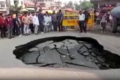 Road Caves In At Delhi's Khureji Khas, Traffic Affected Road Caves In At Delhi's Khureji Khas, Traffic Affected