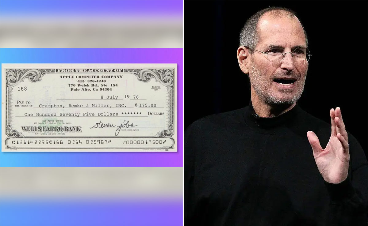 Steve Jobs का साइन किया पुराना चेक है बेहद ख़ास, 88 लाख रुपये में बिका, तस्वीर हुई वायरल Steve Jobs का साइन किया पुराना चेक है बेहद ख़ास, 88 लाख रुपये में बिका, तस्वीर हुई वायरल