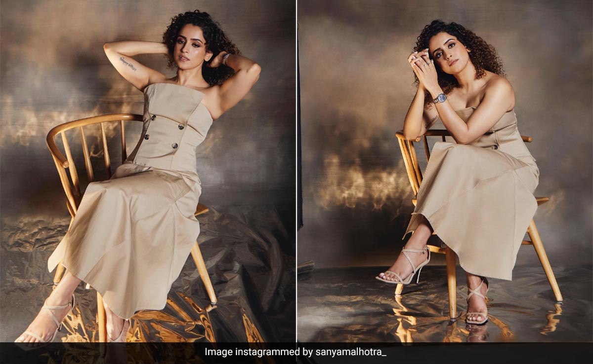 Sanya Malhotra's Buttoned Beige Midi Dress Is Serving Summer Vibes With A Formal Touch