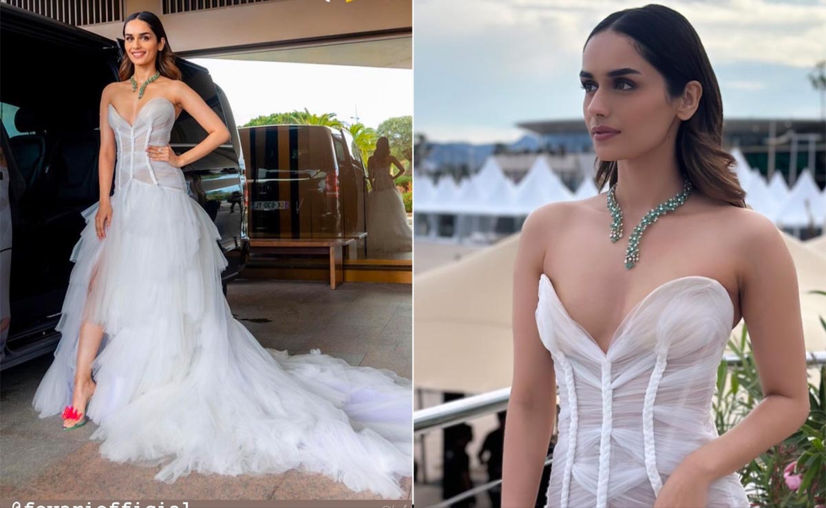 Cannes 2023: Manushi Chhillar Is A Modern Day Cinderella In A White Corset Gown For Her Cannes Red Carpet Debut