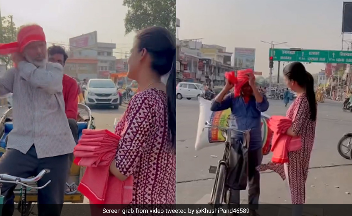 गर्मी से बचने के लिए रिक्शा वालों और सड़क किनारे बैठे दुकानदारों को गमछा बांट रही लड़की, लोगों ने कहा- Good Job